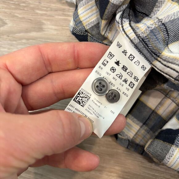 ORANGE HUGO BOSS Mens Blue White Yellow Plaid Ombre Button Down Shirt Sz XXL - Picture 4 of 10